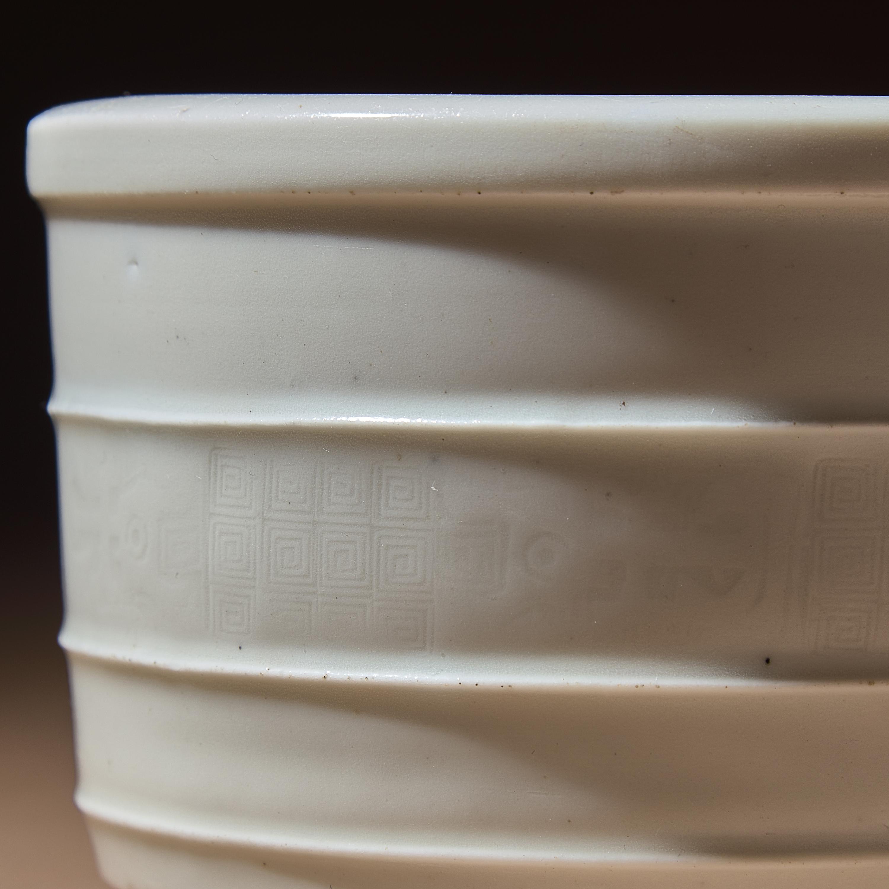 A Chinese Blanc-de-Chine Porcelain 'Lian' Incense Burner, 17th-18th Century — 明末清初 德化白瓷竹節紋奩式爐