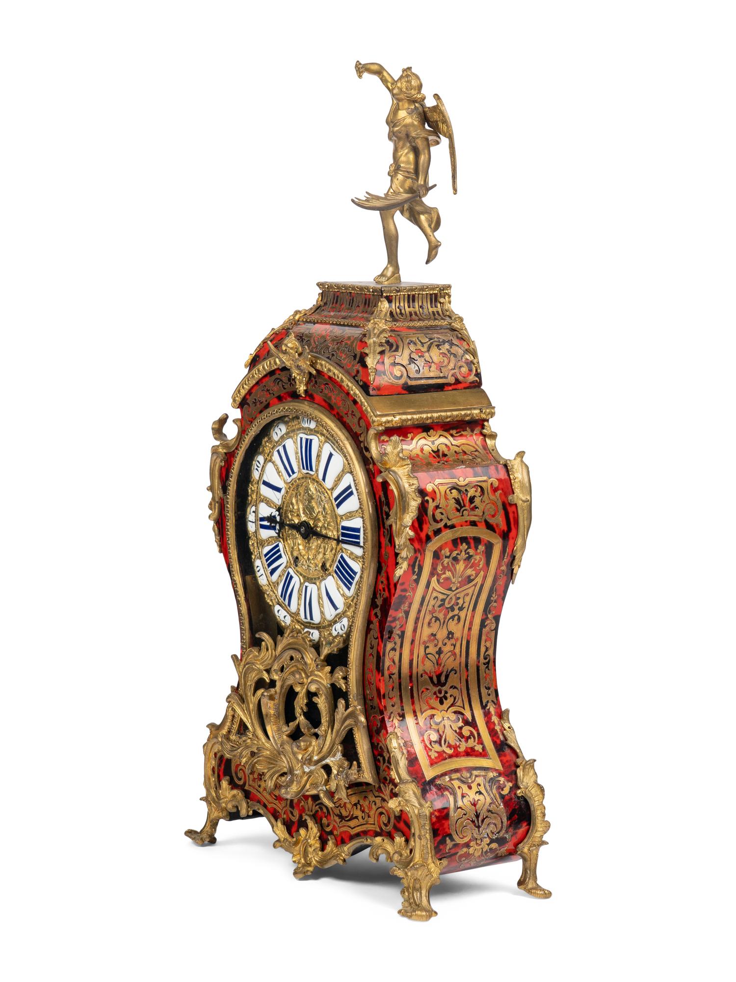 A Napoleon III Gilt Bronze and Boulle Marquetry Mantel Clock