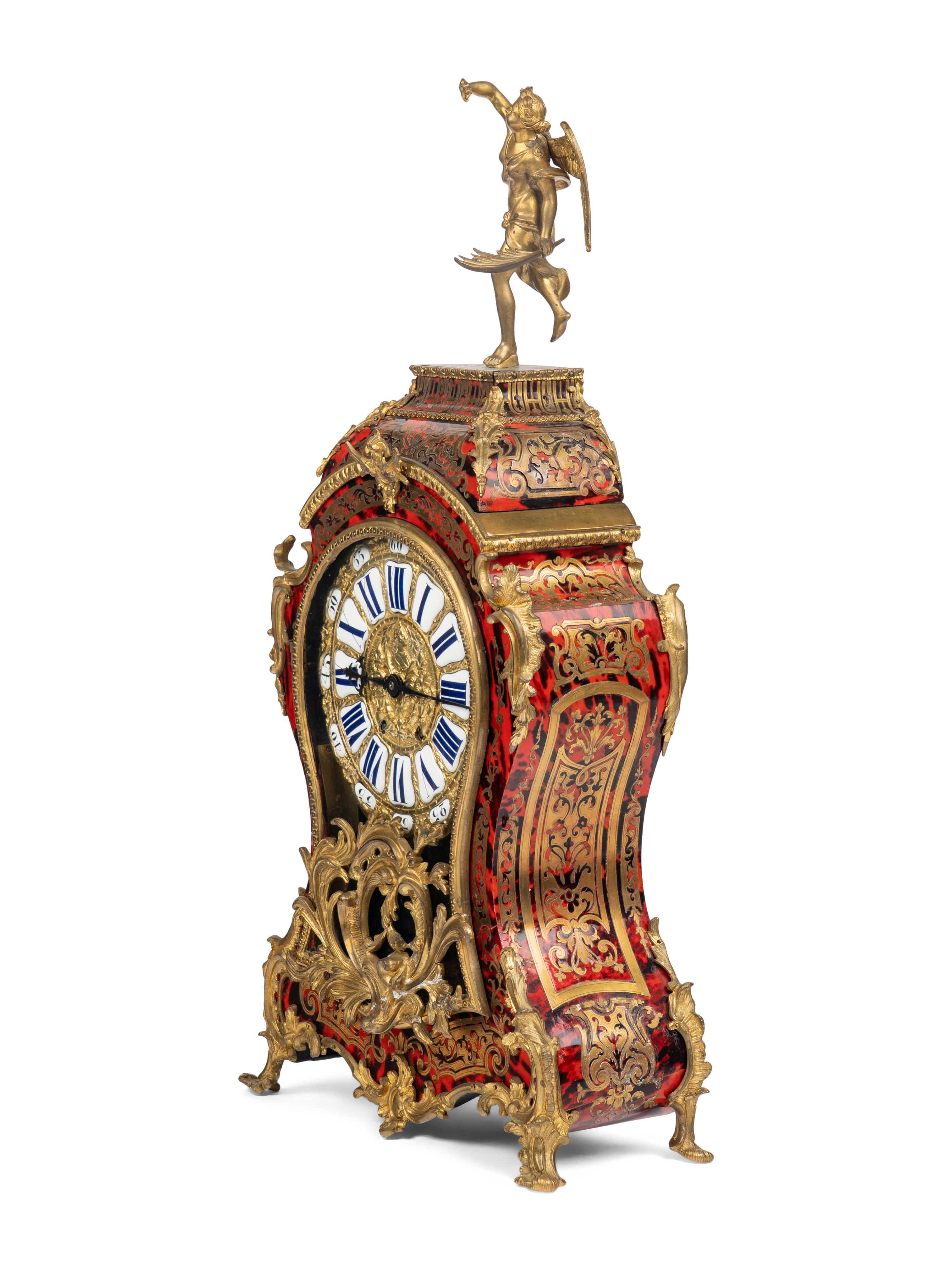 A Napoleon III Gilt Bronze and Boulle Marquetry Mantel Clock