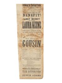 [LINCOLN ASSASSINATION]. An orchestra seat ticket stub for the 14 April 1865 performance of Our American Cousin at Ford's Theatre.