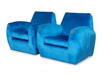 A Pair of Dakota Jackson Ke-Zu Blue Velvet-Upholstered Club Chairs