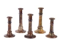 Five Rockingham Glaze Candlesticks