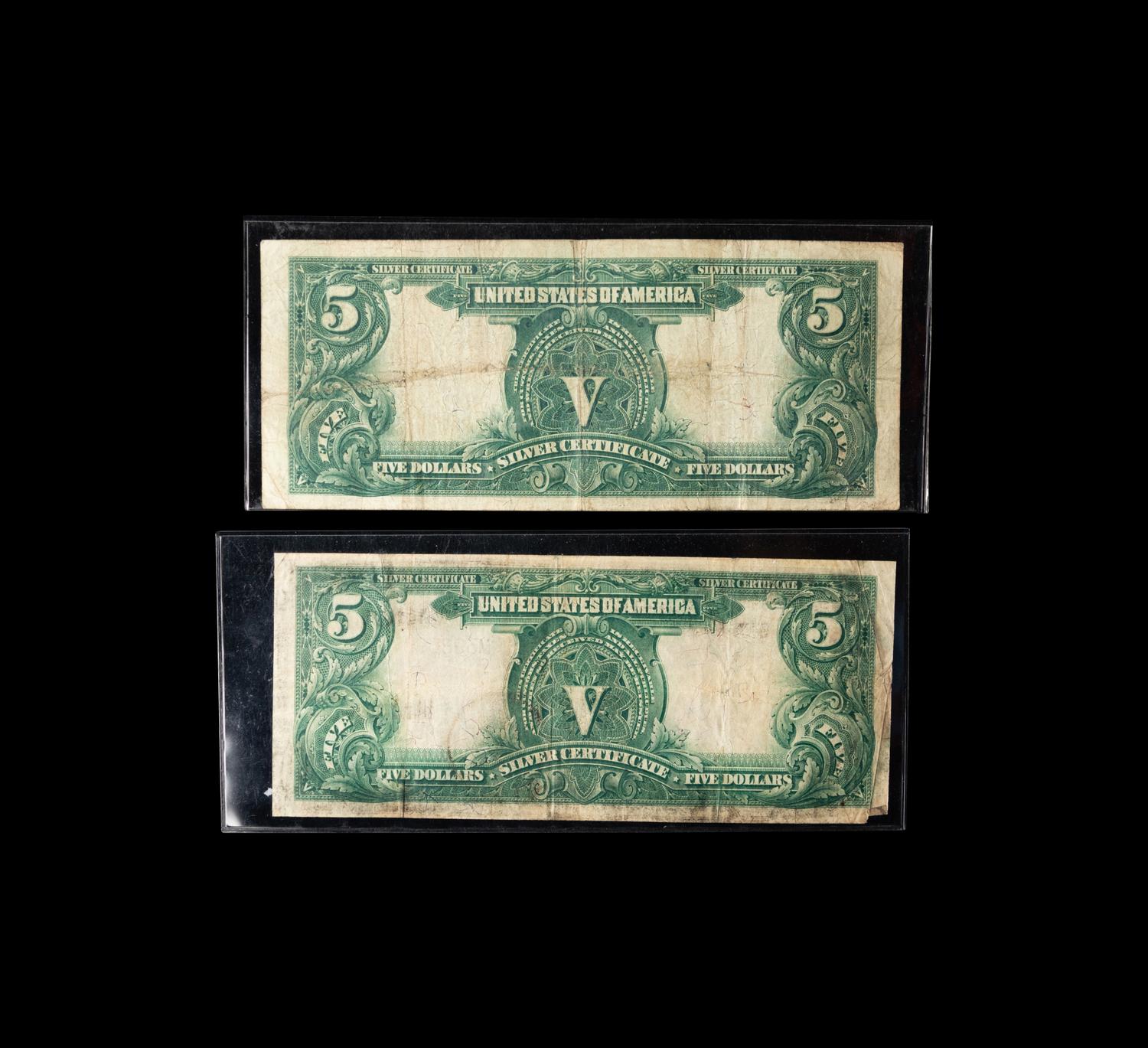 A Group of Two Series 1899 Indian Chief $5 Silver Certificate