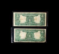 A Group of Two Series 1899 Indian Chief $5 Silver Certificate