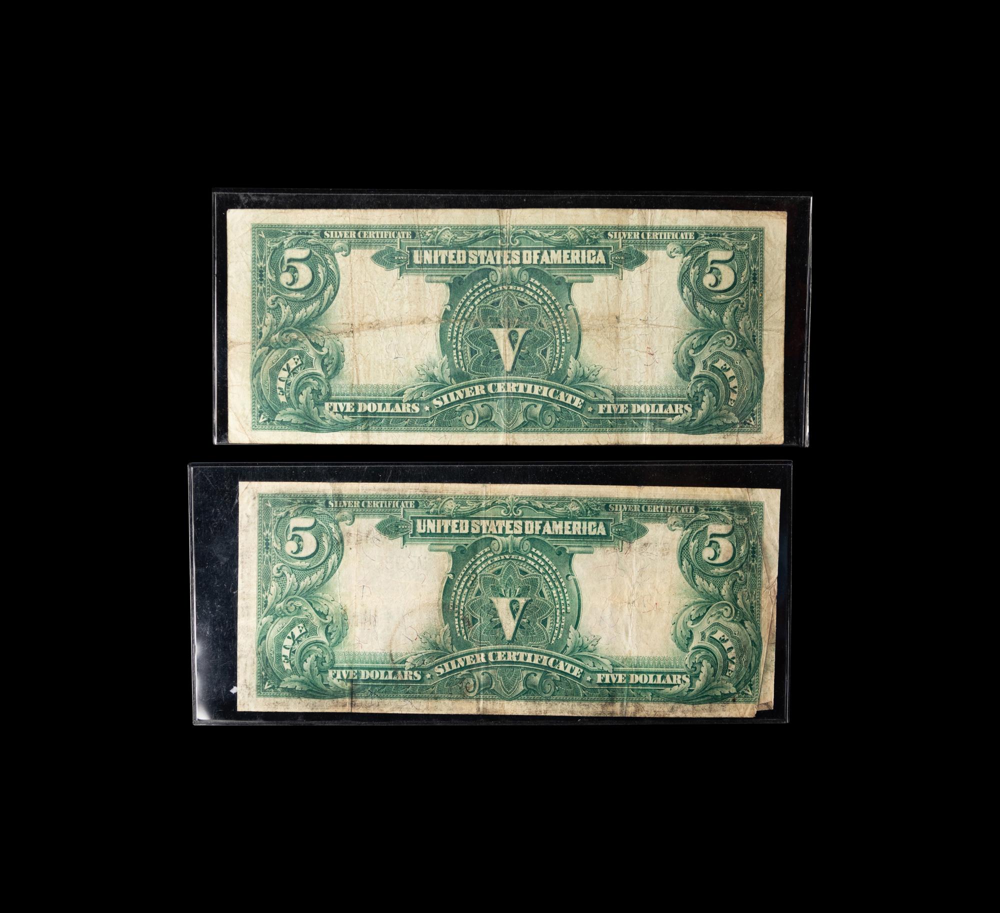 A Group of Two Series 1899 Indian Chief $5 Silver Certificate