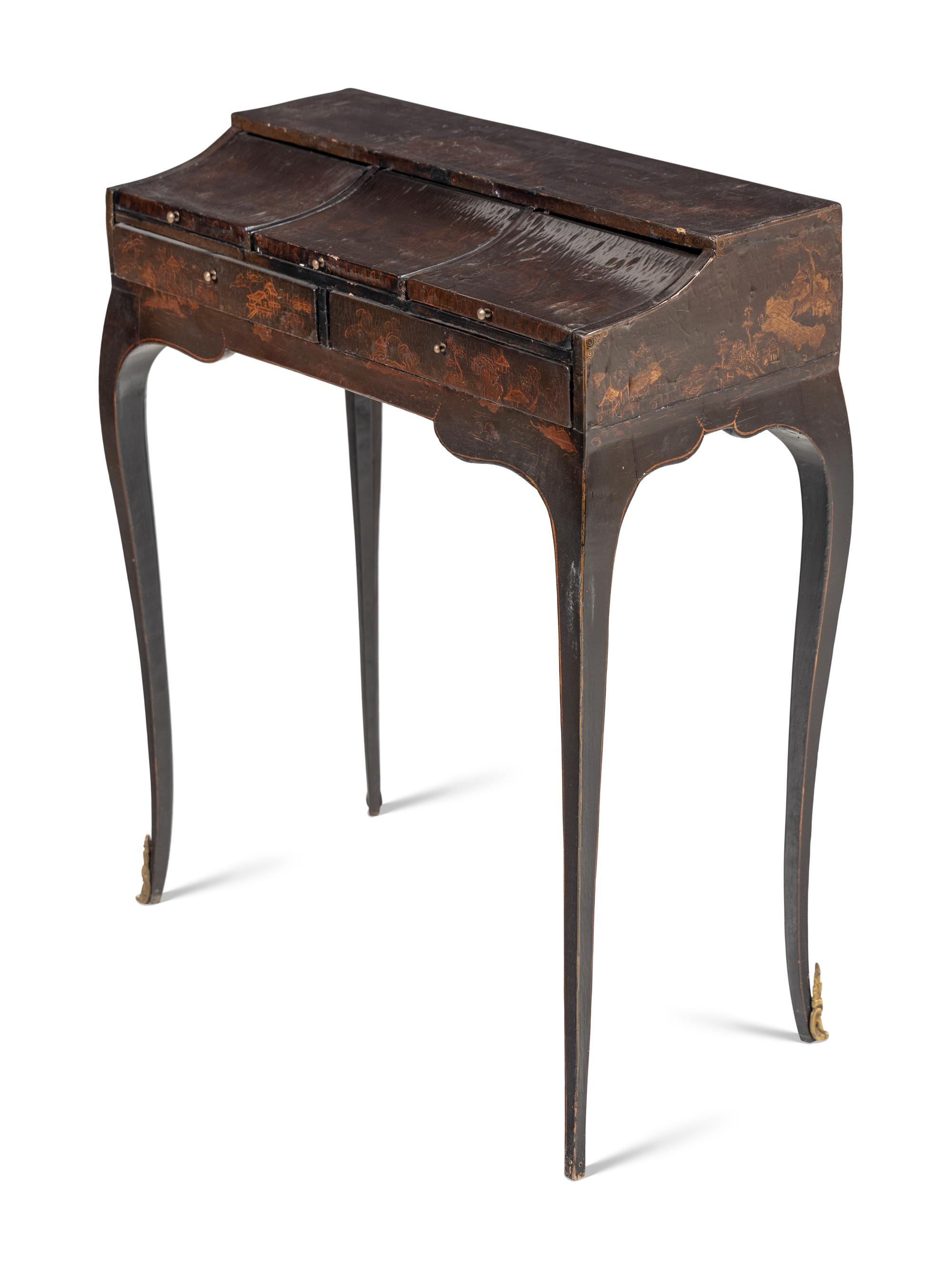A Louis XV Style Lacquer Veneered Bureau de Dame