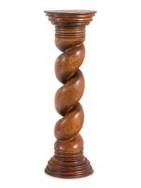 A Twist-Carved Hardwood Pedestal