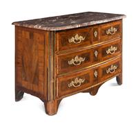A Régence Gilt Bronze Mounted Marble-Top Commode