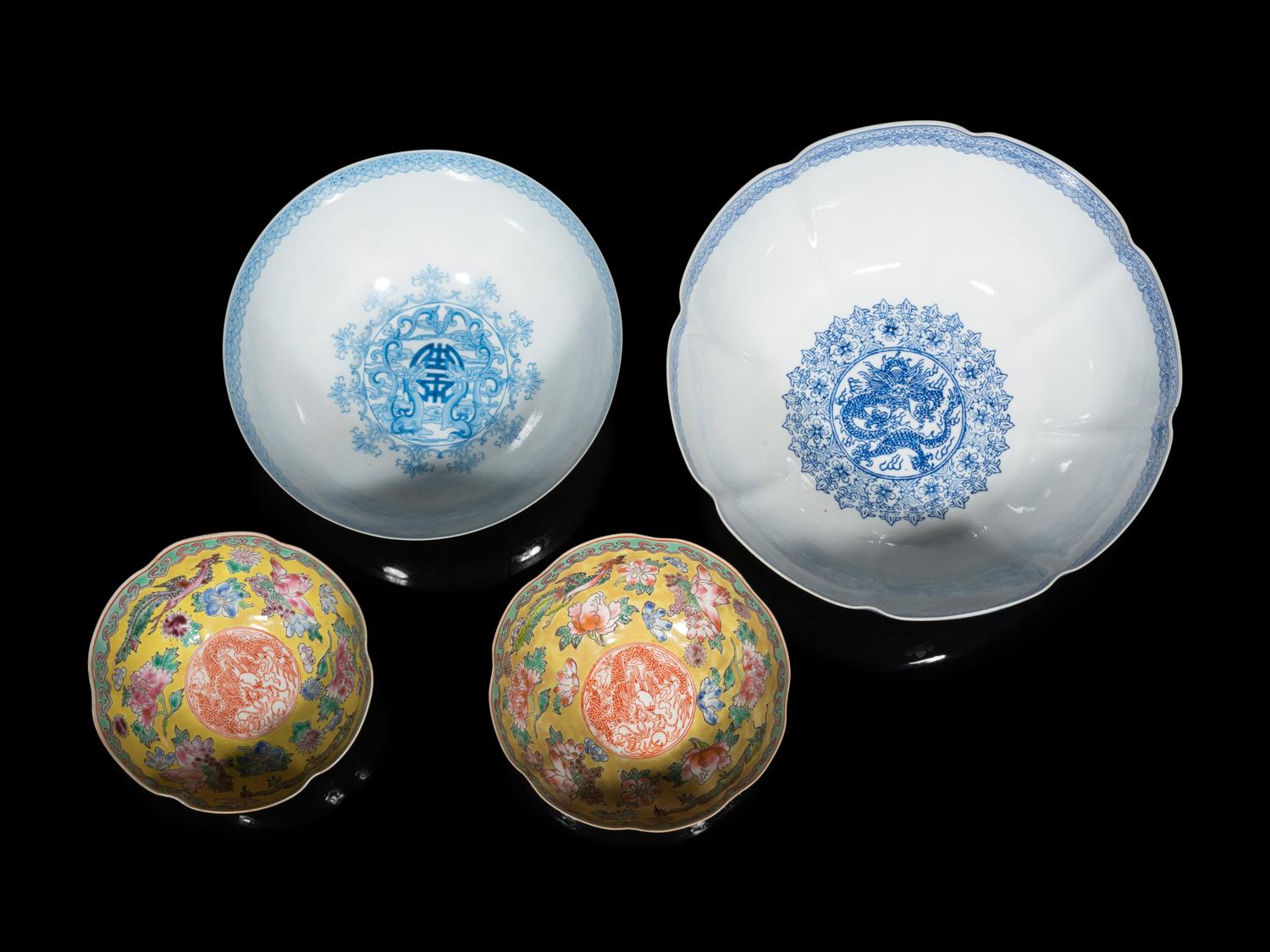 A Set of Four Chinese Famille Rose Eggshell Porcelain Bowls