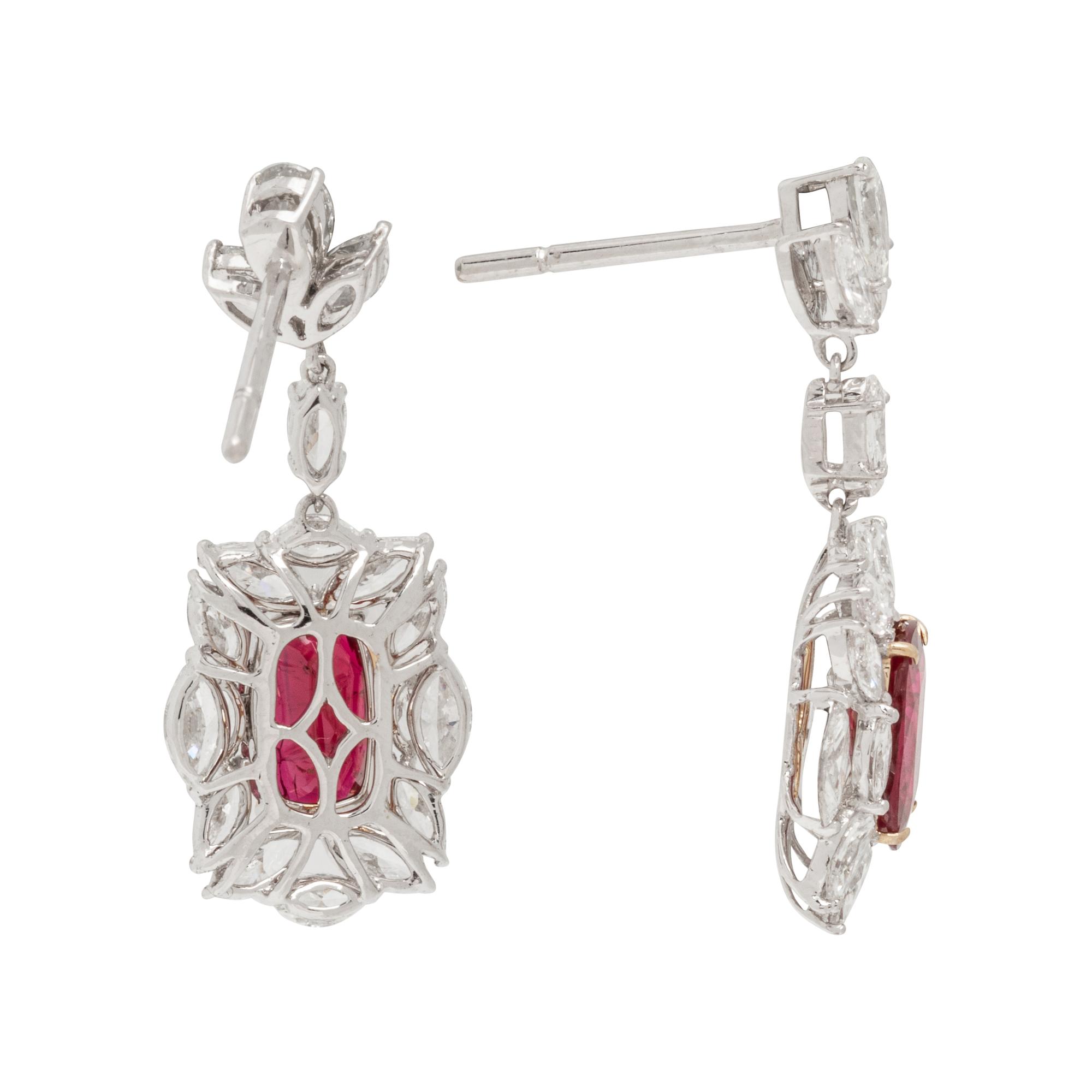 UNHEATED BURMESE RUBY AND DIAMOND EARRINGS