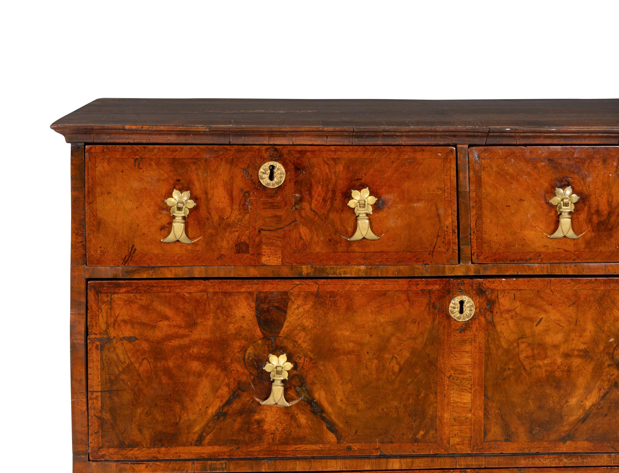 A William and Mary Burl Walnut Chest of Drawers