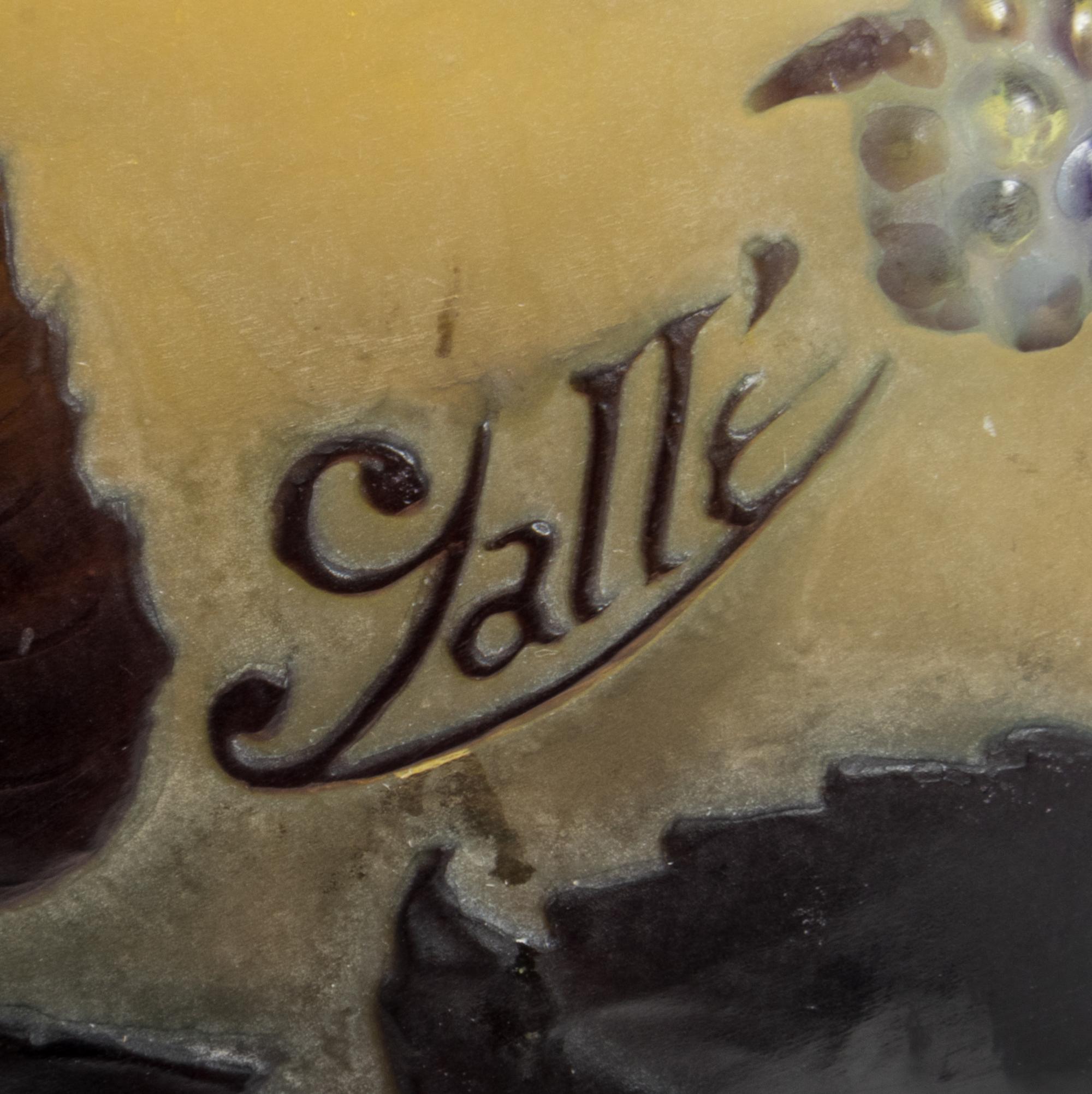 Emile Galle, (French, 1846-1904), a mold blown cameo glass vase, with raspberry decoration
