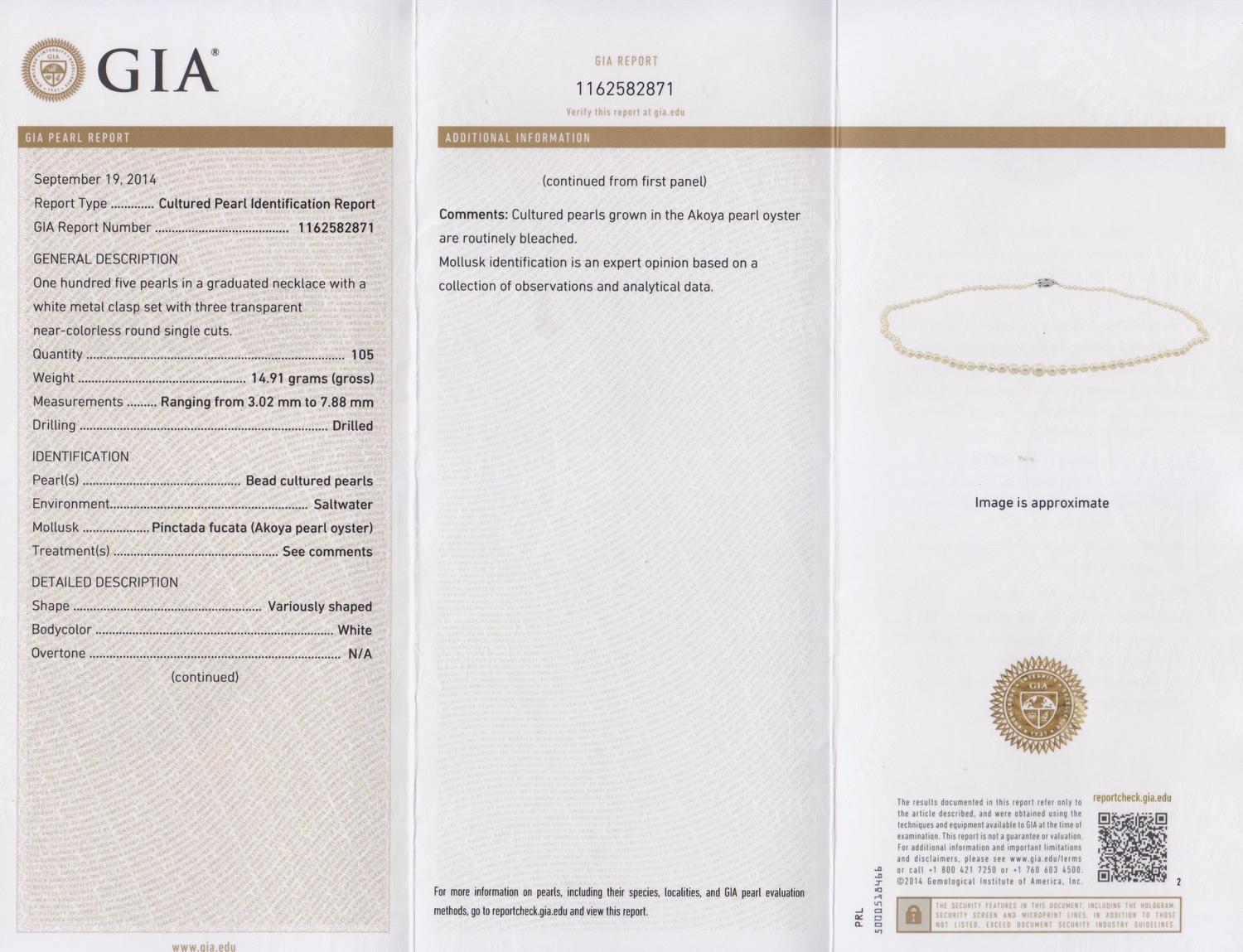 A Platinum, Diamond and Graduated Cultured Pearl Necklace,