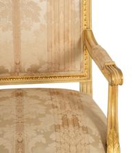 A Louis XVI Style Giltwood Fauteuil