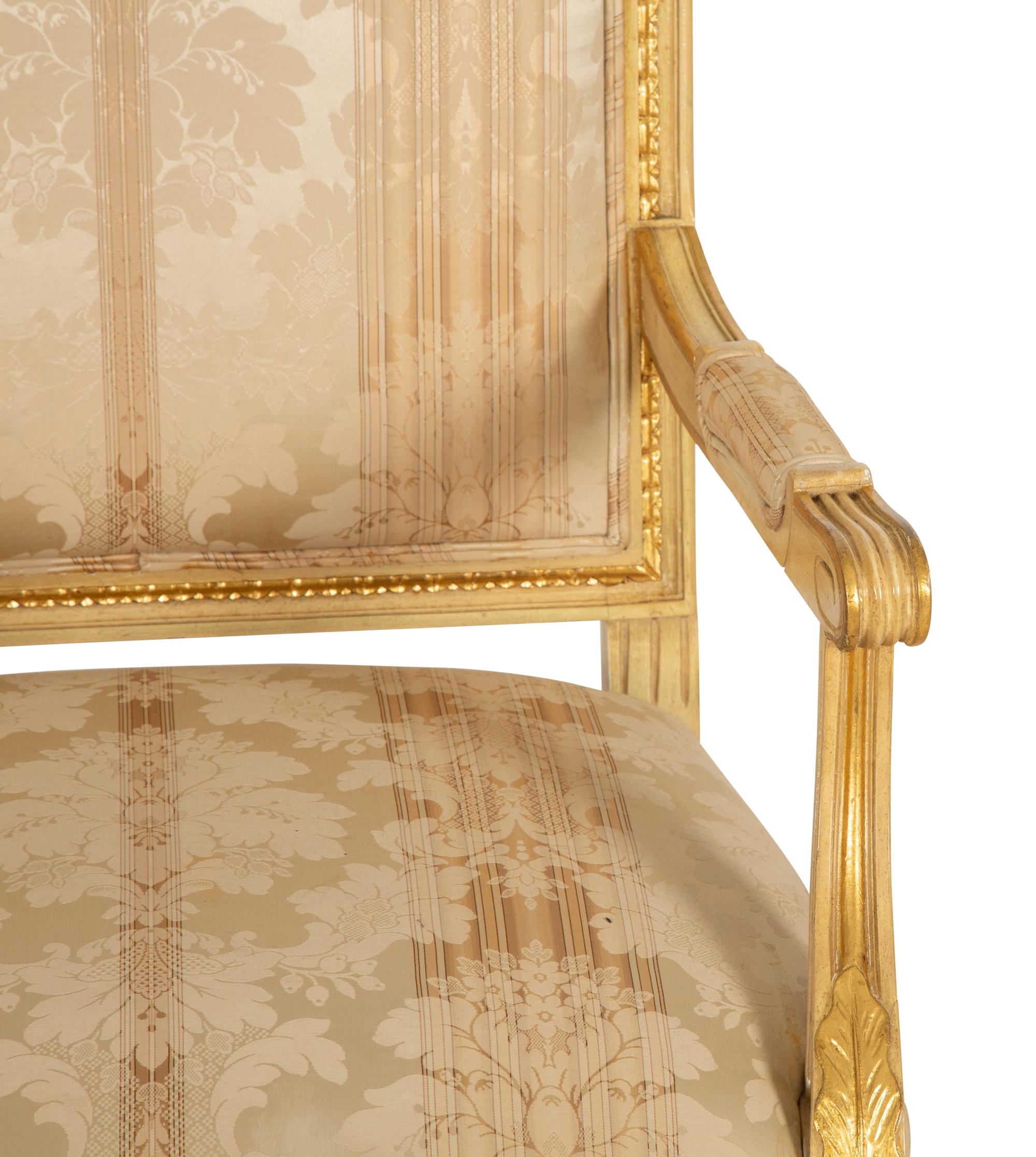 A Louis XVI Style Giltwood Fauteuil