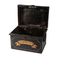 A Painted Tin Opium Storage Box