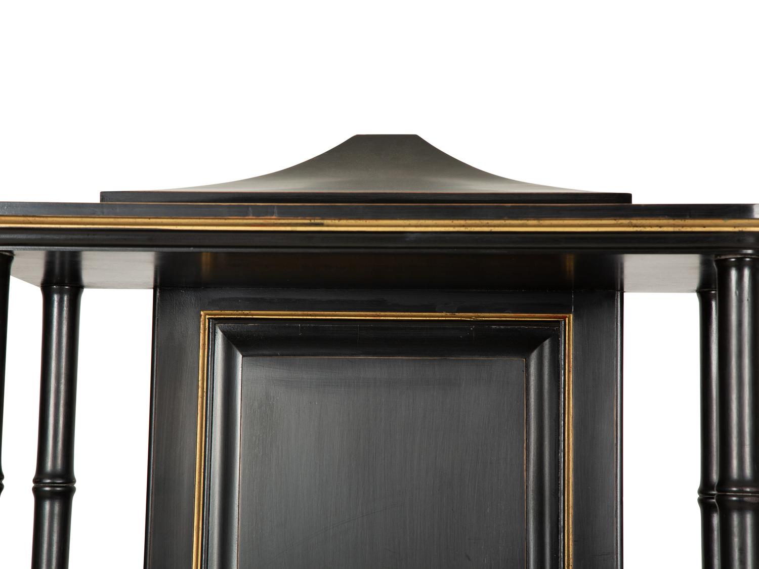 A Regency Style Ebonized and Parcel Gilt Decorated Etagere — 20th Century