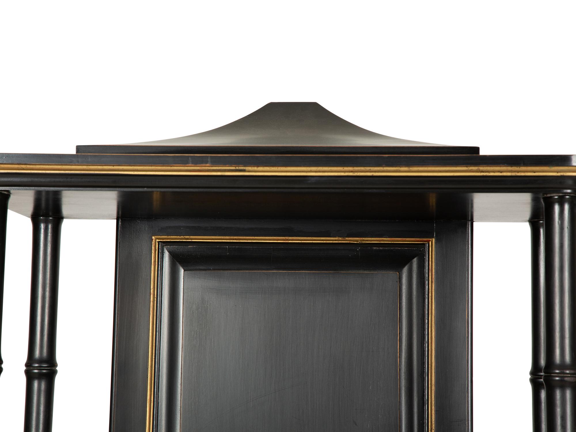 A Regency Style Ebonized and Parcel Gilt Decorated Etagere — 20th Century