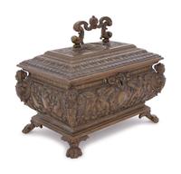 A Continental Bronze Table Casket