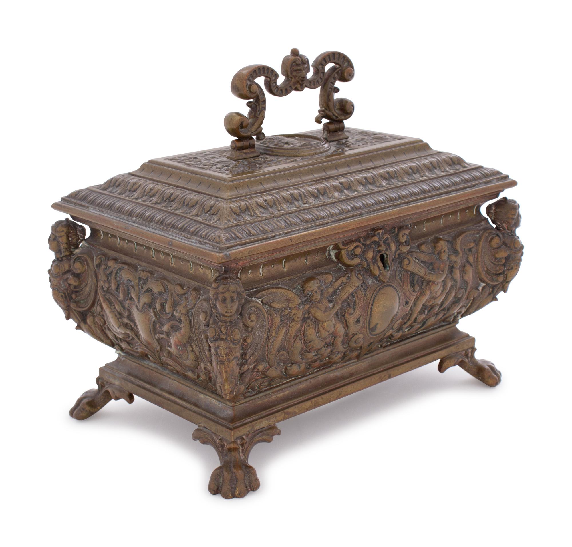 A Continental Bronze Table Casket