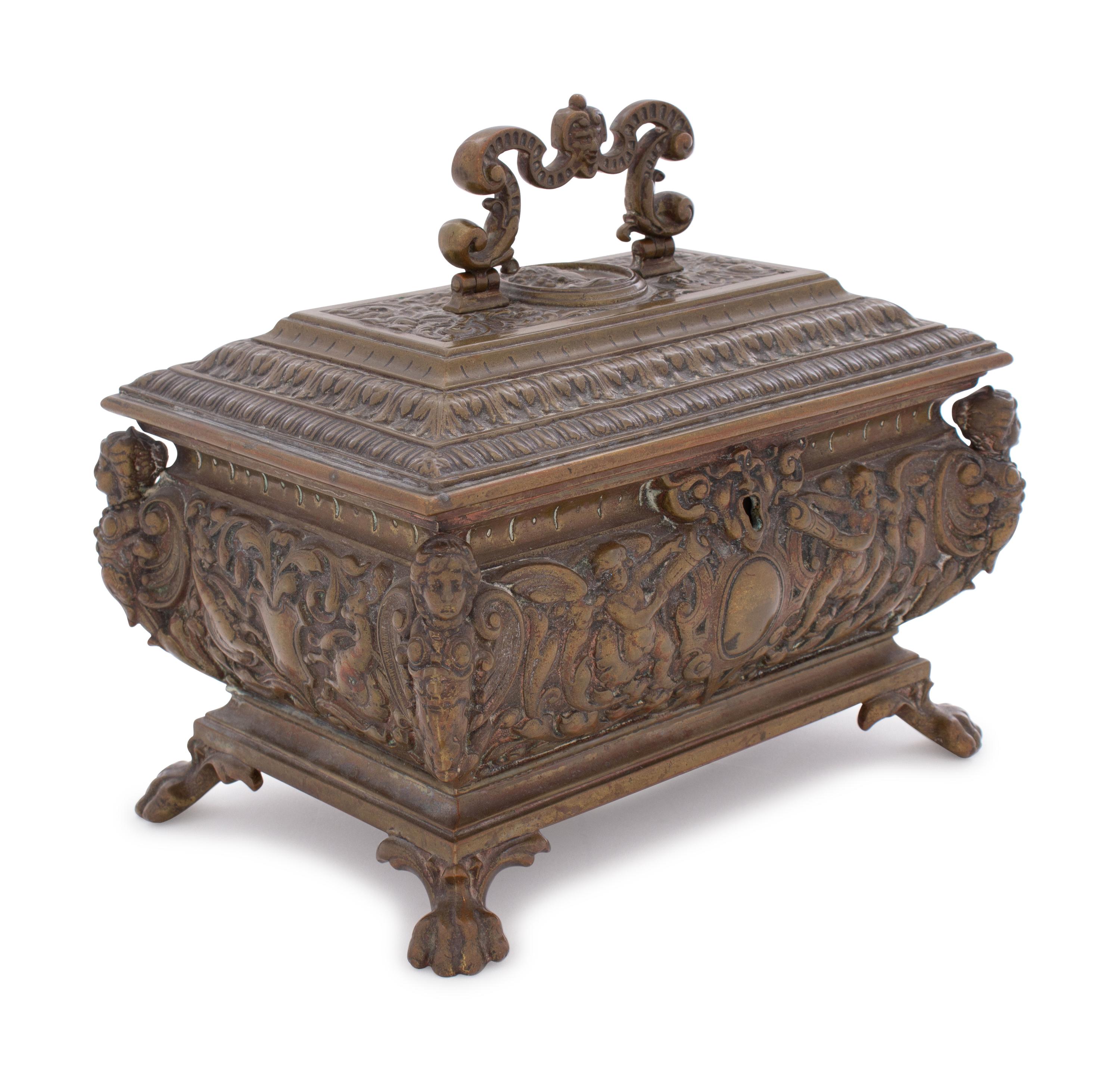 A Continental Bronze Table Casket