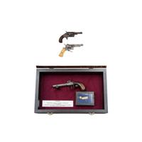 Belgian Turn-Off Pistol in Display Case and Two Pocket Cartridge Revolvers
