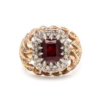 GARNET AND DIAMOND RING
