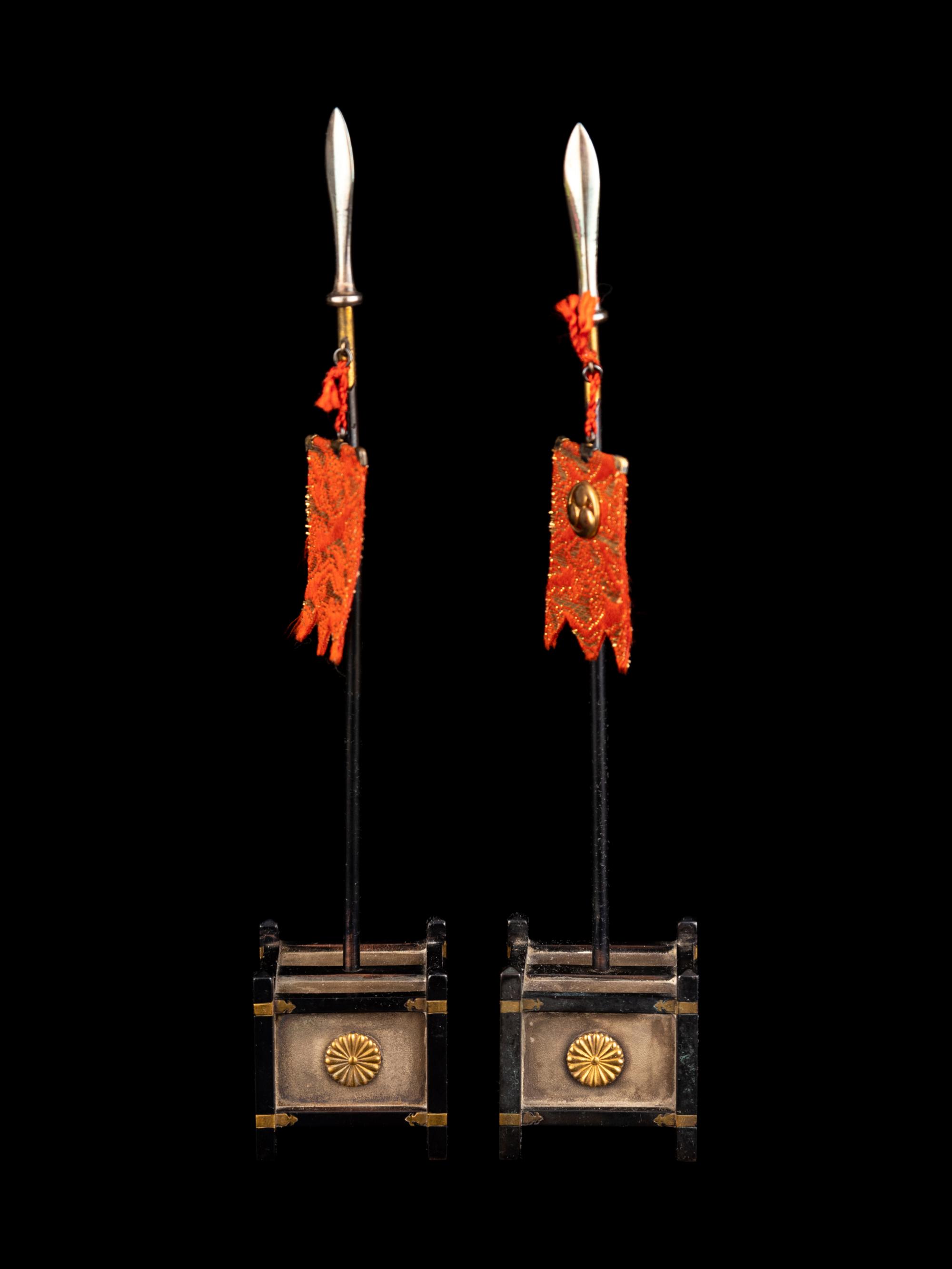 A Pair of Japanese Silver Chest-Form Bonbonnières