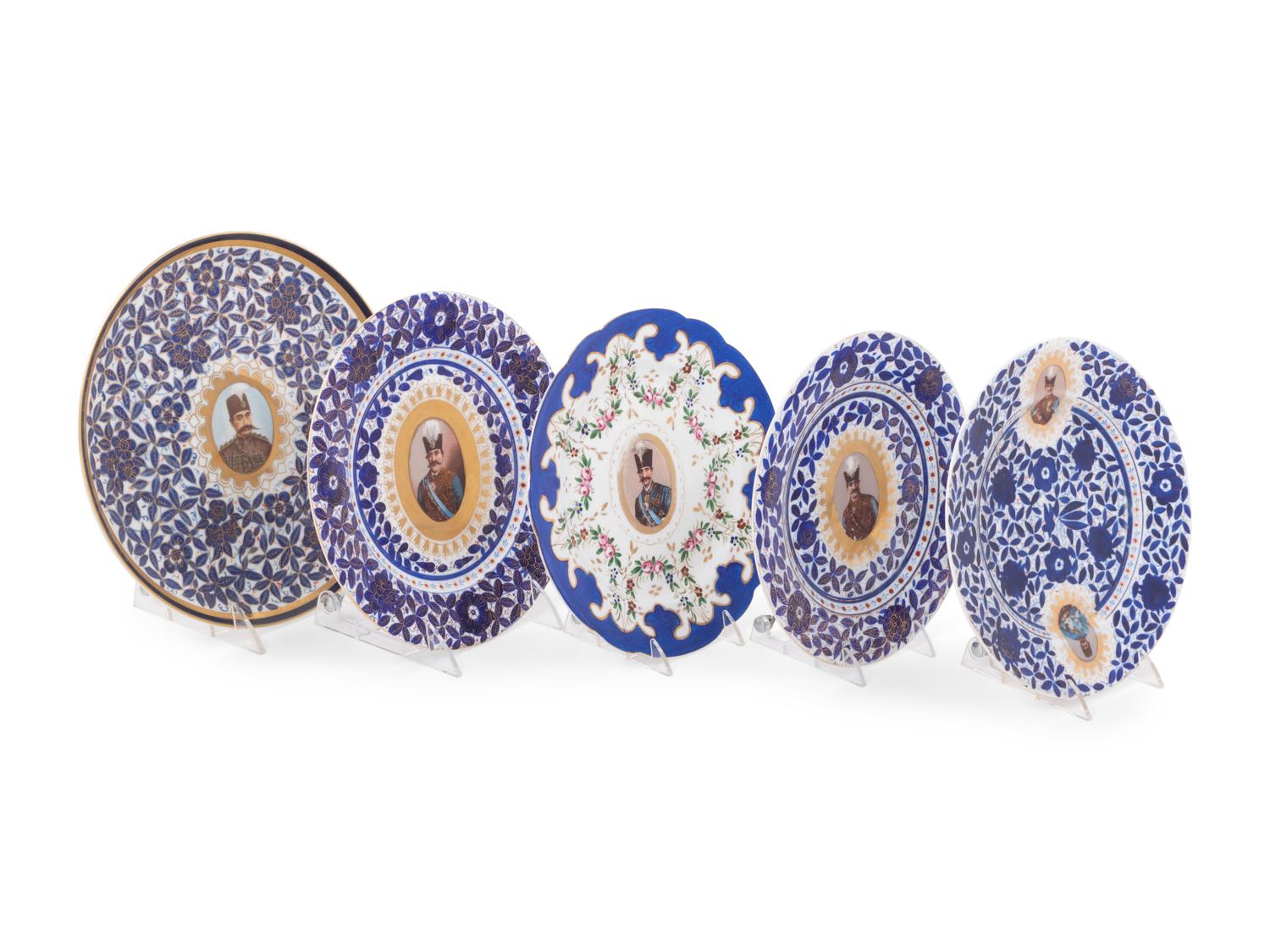 Five Persian Market Porcelain Plates