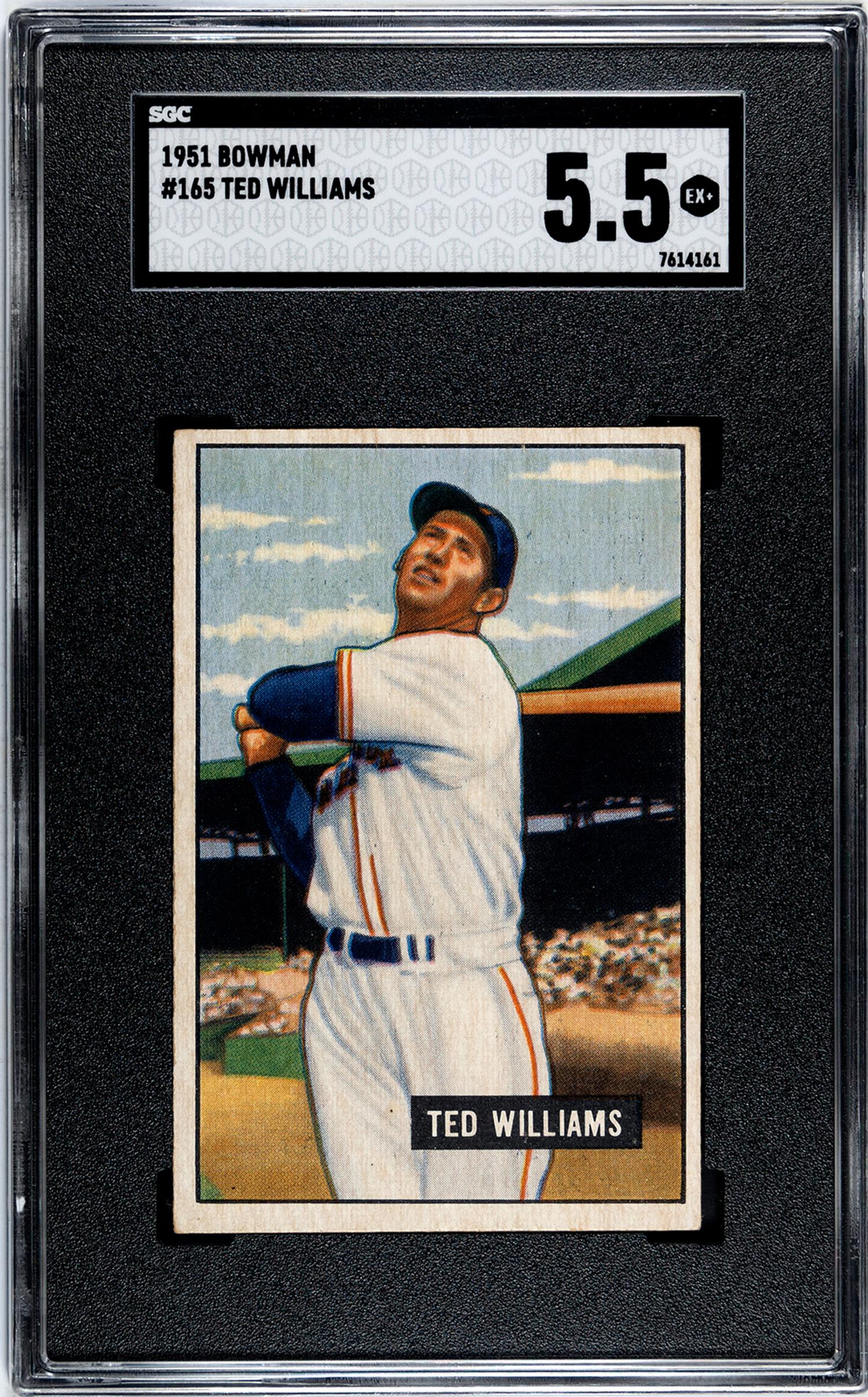 A 1951 Bowman Ted Williams Baseball Card No. 165 (SGC 5.5 EX+)