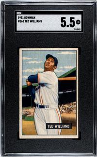 A 1951 Bowman Ted Williams Baseball Card No. 165 (SGC 5.5 EX+)