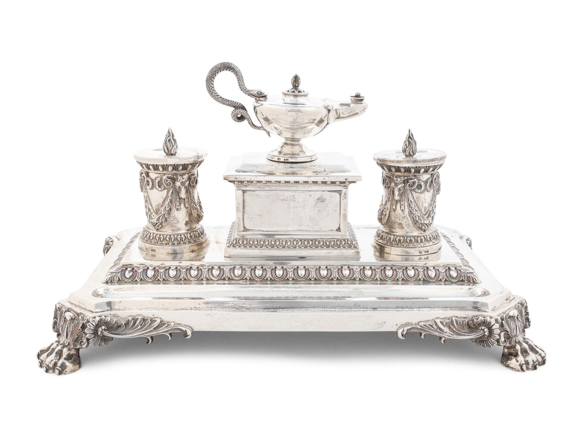 A Victorian Silver Standish