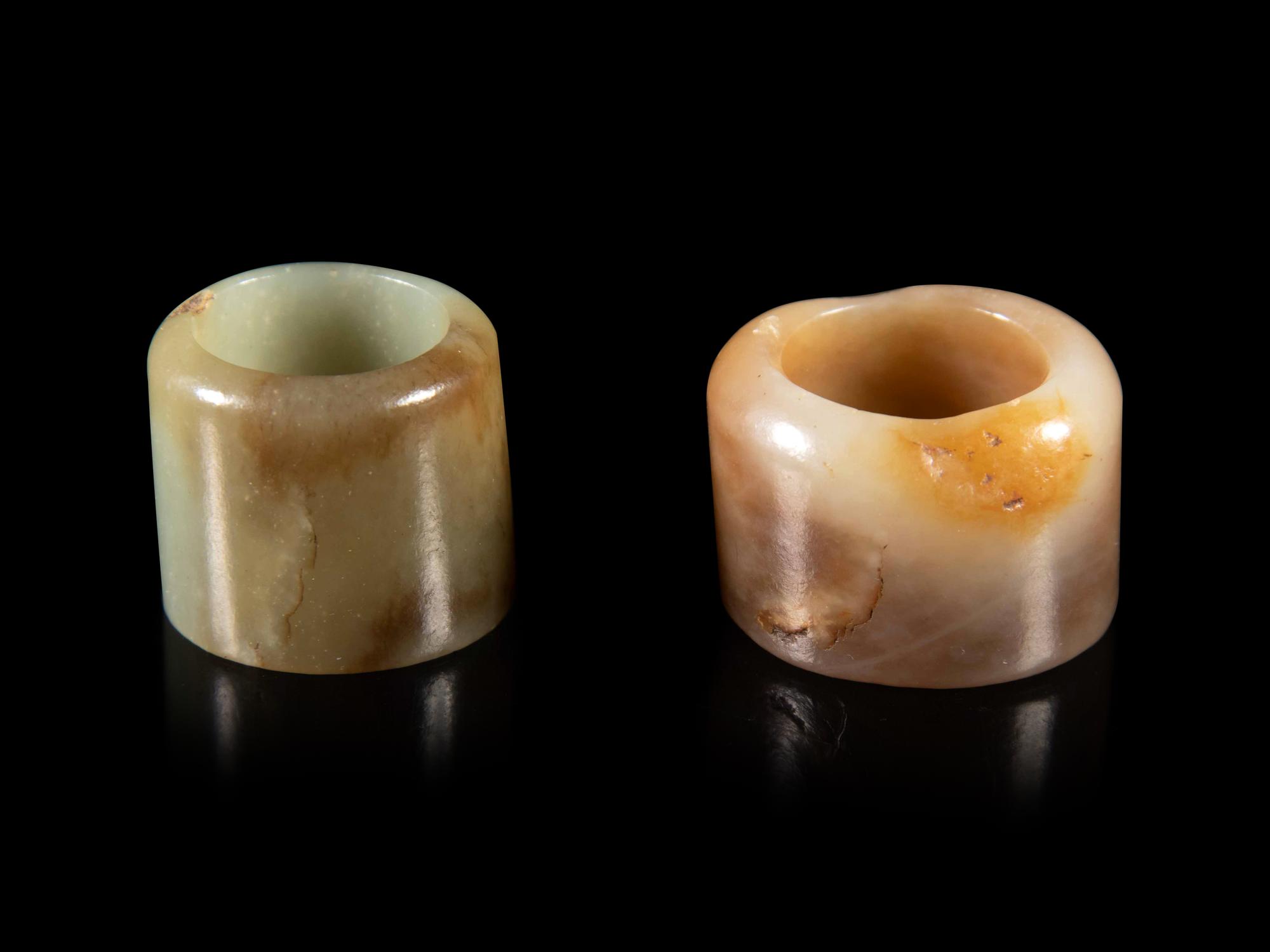 Two Chinese Jade Archer's Rings