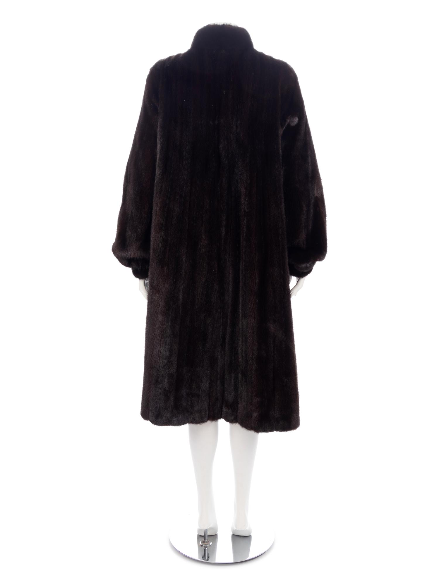 Long Dark Brown Mink Coat with Full Sleeves, 1990-2010s