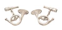 A Vintage Pair of Silver Fox Hunt Motif Cufflinks, Hermes, 6.70 dwts.