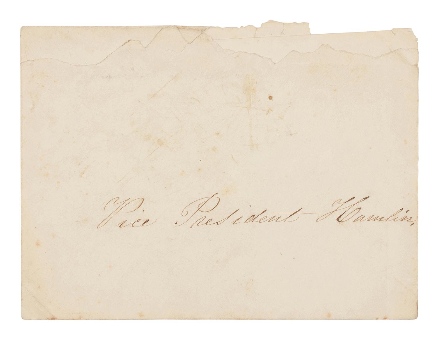 [LINCOLN, Mary Todd (1818-1882)]. Partially engraved invitation to a White House dinner. [Washington, D.C.], 13 February [1865].