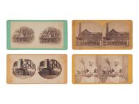 [EARLY PHOTO.] 11 occupational stereoviews, many showing Black men and women with ox-drawn carts.