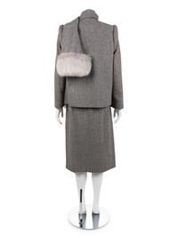 Stanley Korshak Skirt Suit with Fox Fur Trim, 1950s-1960s