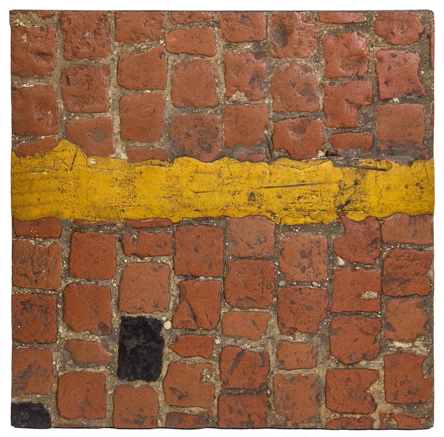 Cobbles Piece with Yellow Parking Line