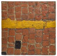 Cobbles Piece with Yellow Parking Line