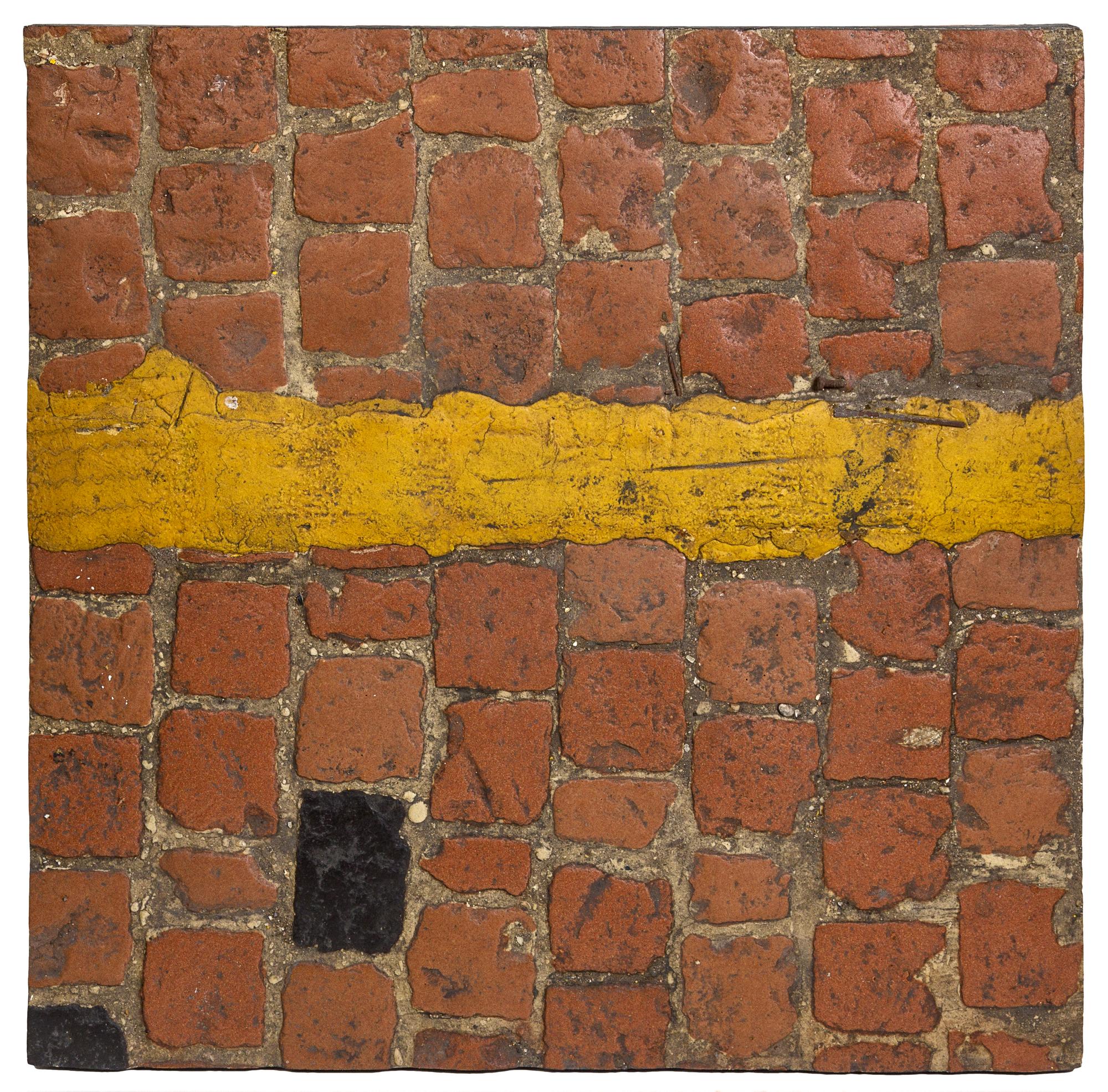 Cobbles Piece with Yellow Parking Line