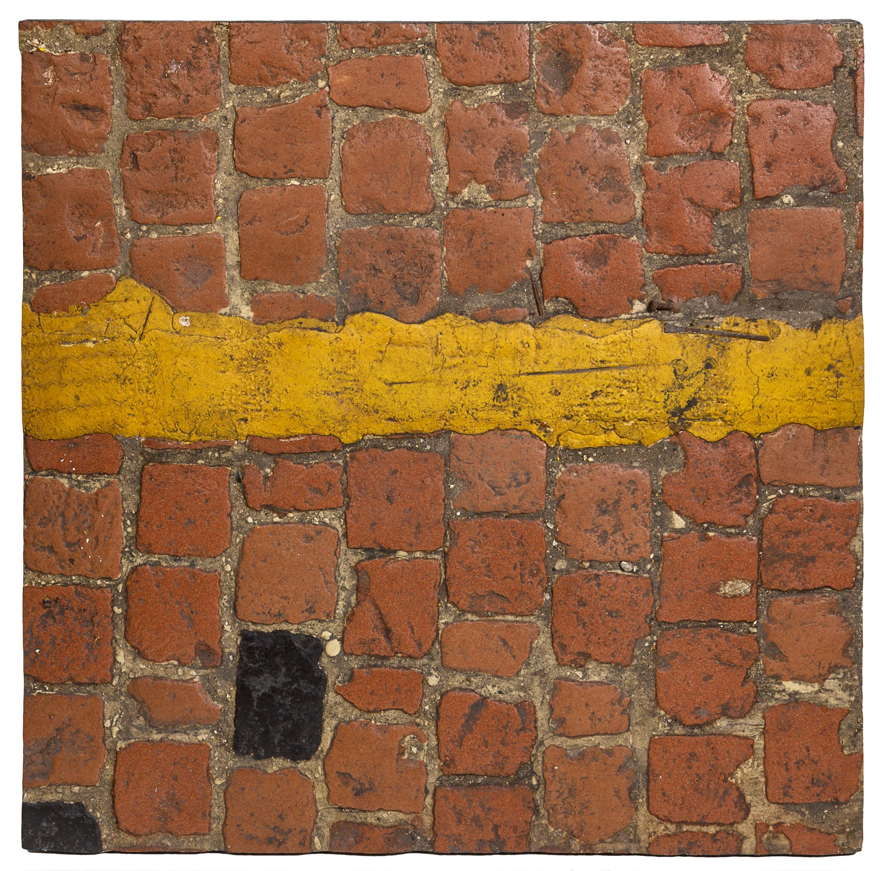 Cobbles Piece with Yellow Parking Line