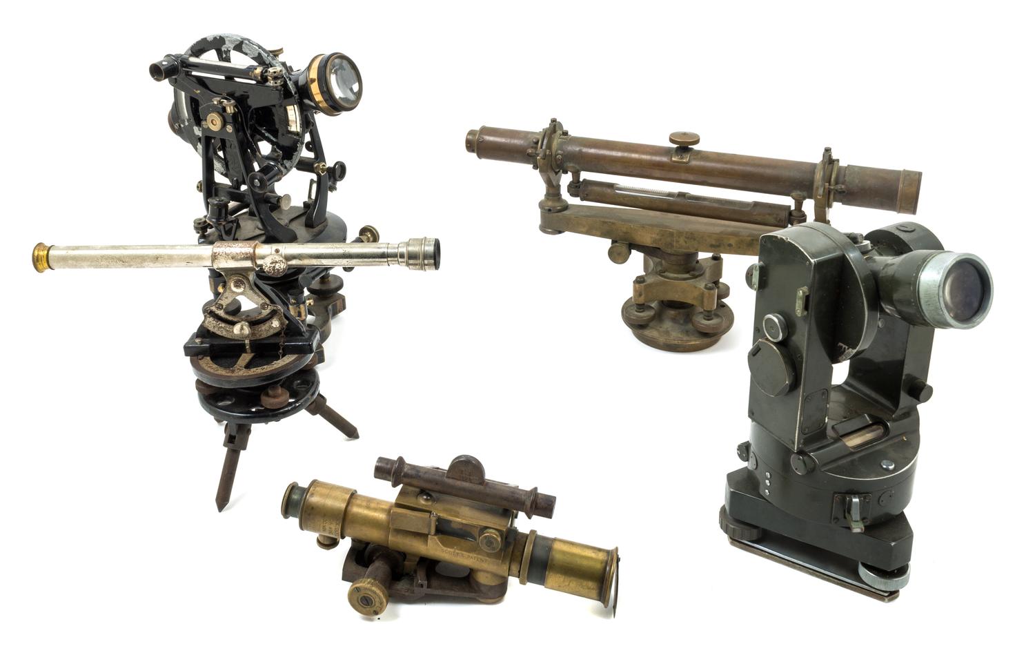 A Group of Five Theodolites Length of longest scope 18 inches. — LATE 19TH/EARLY 20TH CENTURY