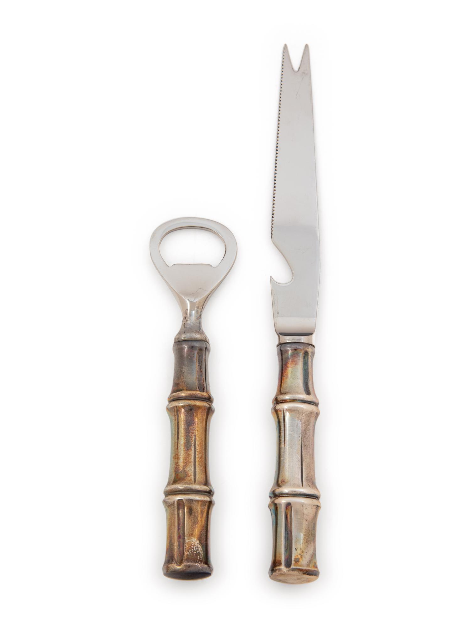 A Group of Two Tiffany & Co. Silver Bamboo Pattern Bar Articles