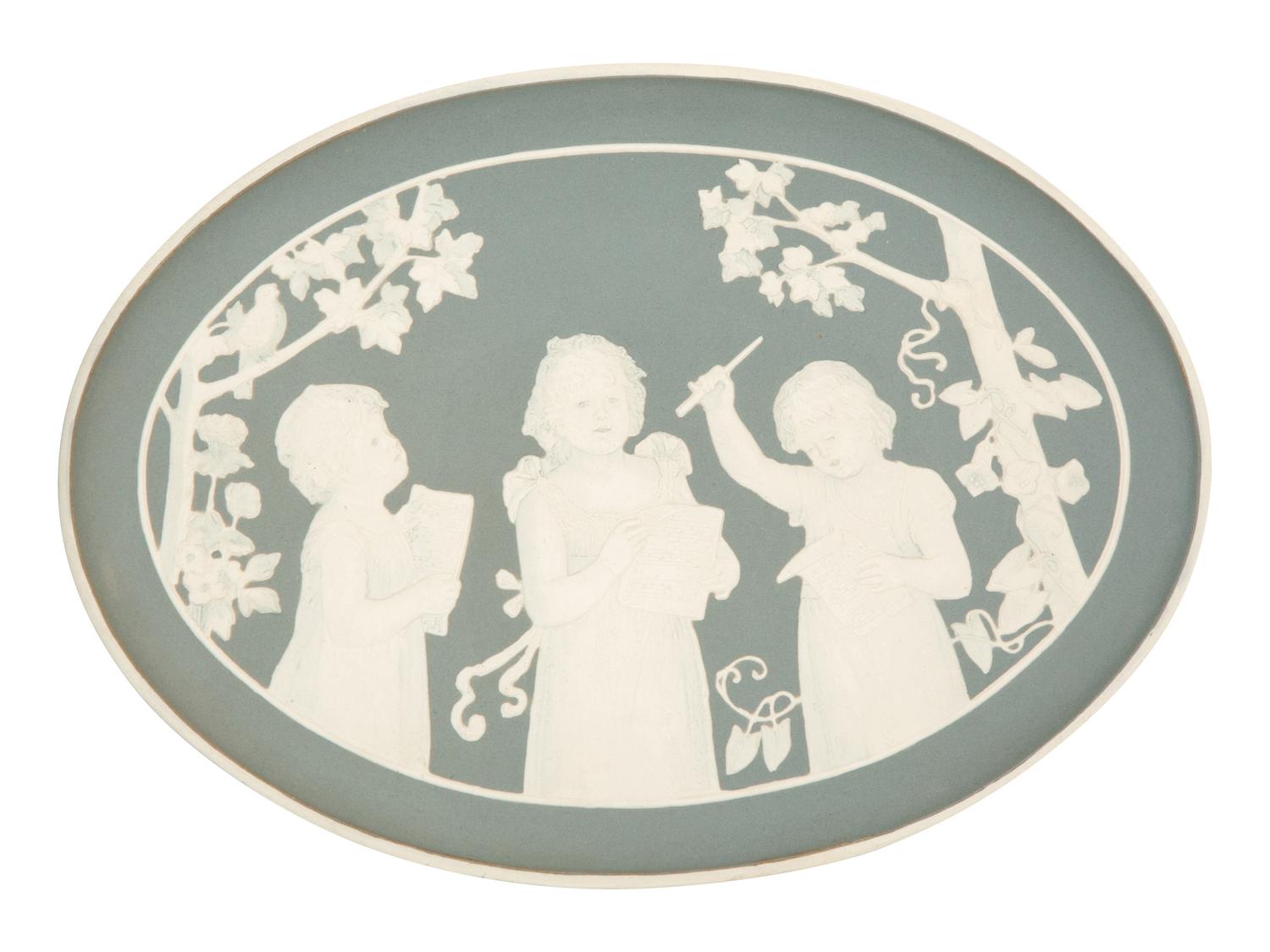 Five Mettlach Pate-sur-pate Phanolith Plaques