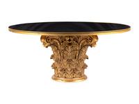 A Regency Style Brass Mounted Black Granite and Giltwood Center Table