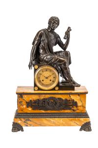 A Louis Philippe Bronze and Marble Figural Clock