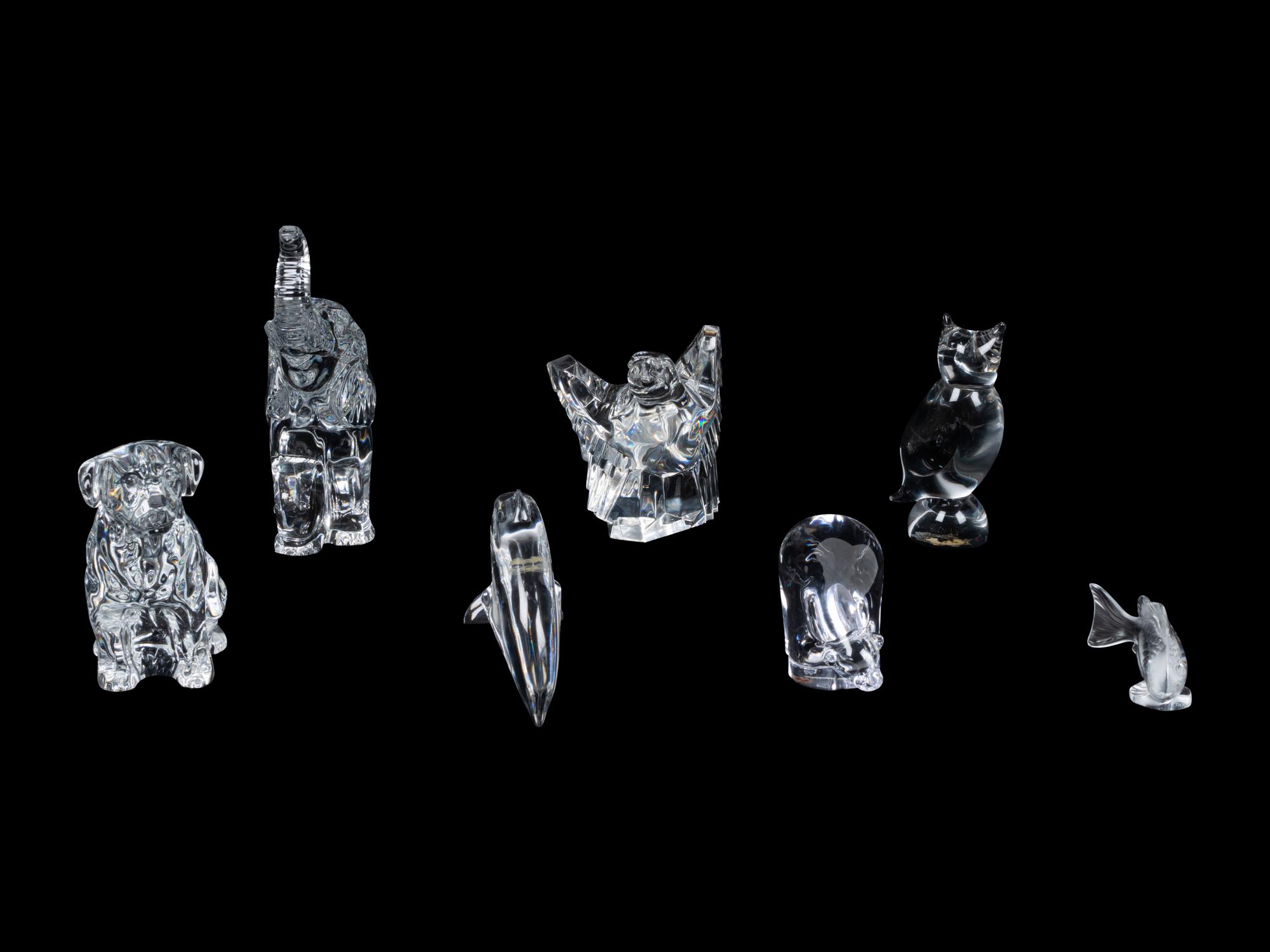A Group of Seven Glass Animals
