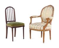 A Louis XVI Style Parcel Gilt Fauteuil