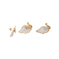 COLLECTION OF PLATINUM AND YELLOW GOLD SWAN JEWELRY